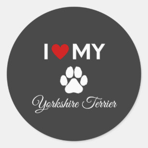 I love my Yorkshire Terrier dog custom text Classic Round Sticker