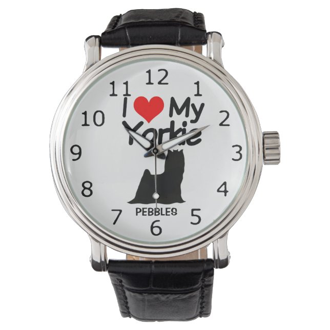 I Love My Yorkshire Terrier Dog Yorkie Watch (Front)
