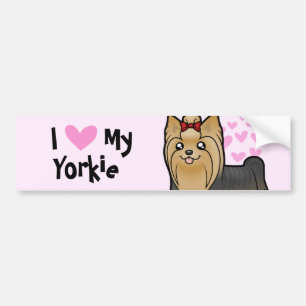 I Love My Yorkshire Terrier (long hair with bow) Bumper Sticker