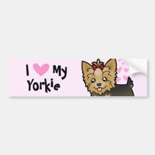 I Love My Yorkshire Terrier (short hair with bow) Bumper Sticker