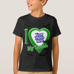 I Love My Zombie With Your Photo With Bats T-Shirt
