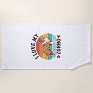 I Love My Zorro Vintage Dog Lover Design_1 Beach Towel