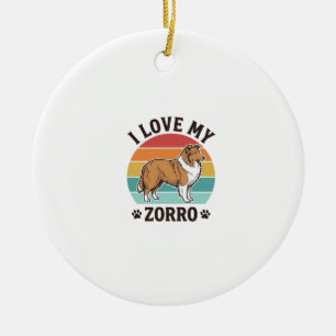 I Love My Zorro Vintage Dog Lover Design_1 Ceramic Tree Decoration