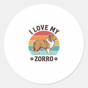 I Love My Zorro Vintage Dog Lover Design_1 Classic Round Sticker