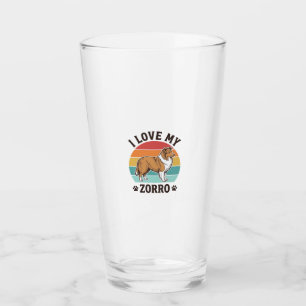 I Love My Zorro Vintage Dog Lover Design_1 Glass