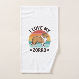 I Love My Zorro Vintage Dog Lover Design_1 Hand Towel