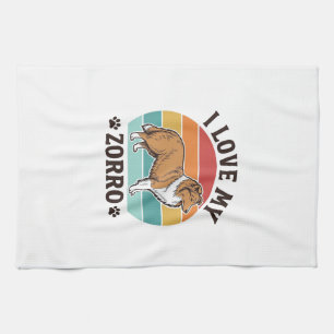 I Love My Zorro Vintage Dog Lover Design_1 Tea Towel