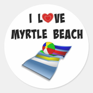 I Love Myrtle Beach Classic Round Sticker