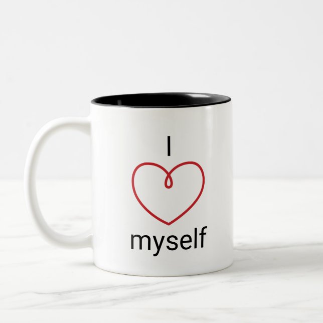 I Love Myself Design Two-Tone Coffee Mug (Left)