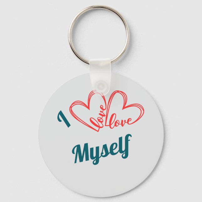 I Love Myself - Self-Care Button Key Ring (Front)