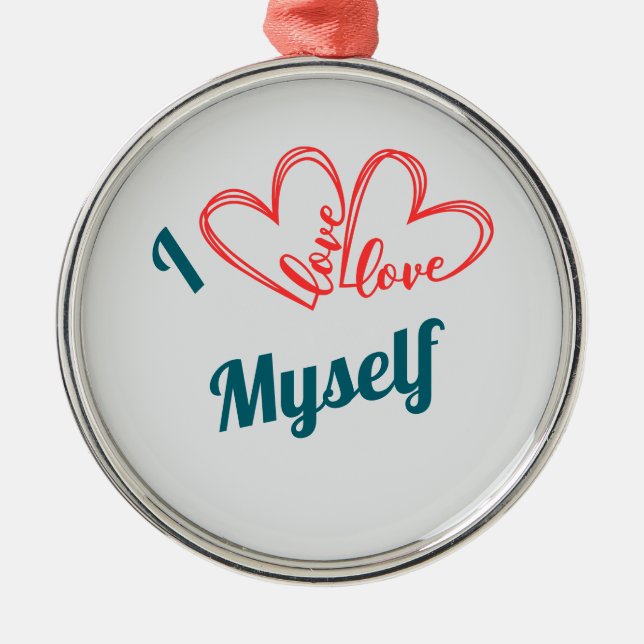 I Love Myself - Self-Care Button Metal Tree Decoration (Front)