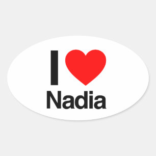 i love nadia oval sticker