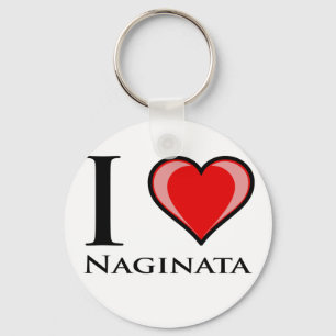 I Love Naginata Key Ring