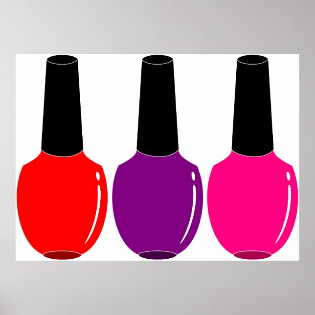 I Love Nail Polish Red Pink Purple Nail Polish Art Poster (Front)