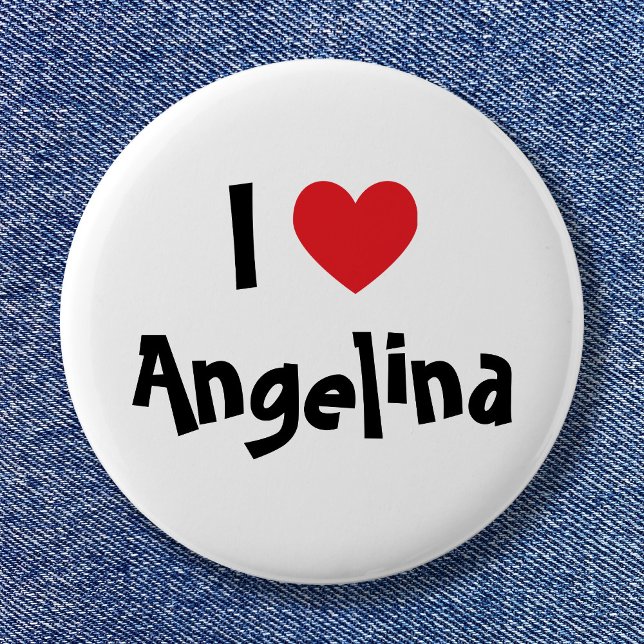 I Love Name 6 Cm Round Badge (White Black and Red Heart I Love Name Pinback Button)