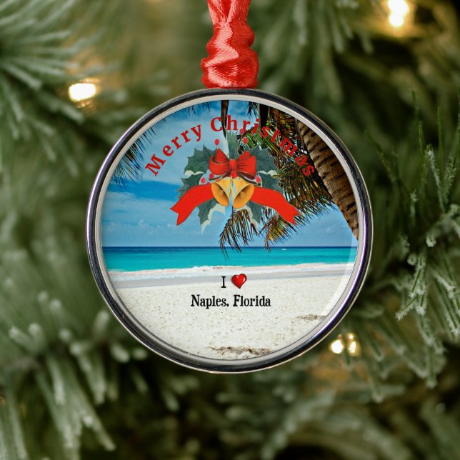 I Love Naples, Florida, Christmas, Metal Tree Decoration (Tree)