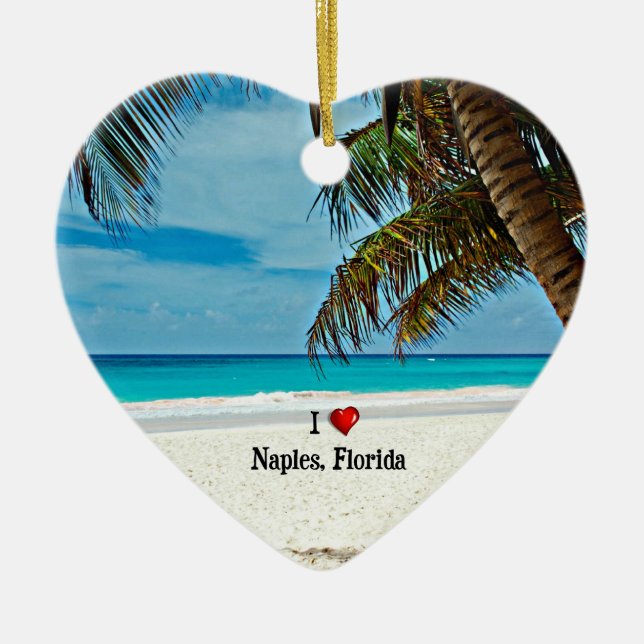 I Love Naples, Florida, tropical scenery Ceramic O Tree Decoration (Front)