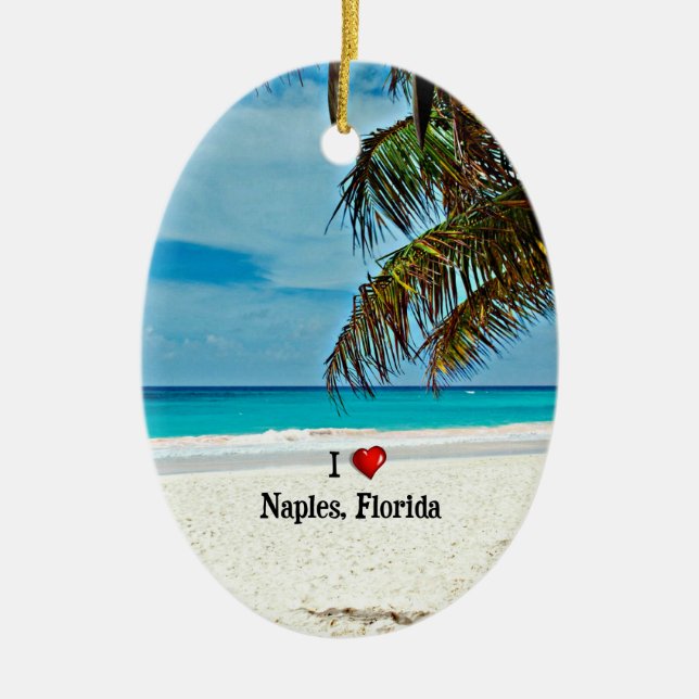 I Love Naples, Florida, tropical scenery Ceramic Tree Decoration (Front)