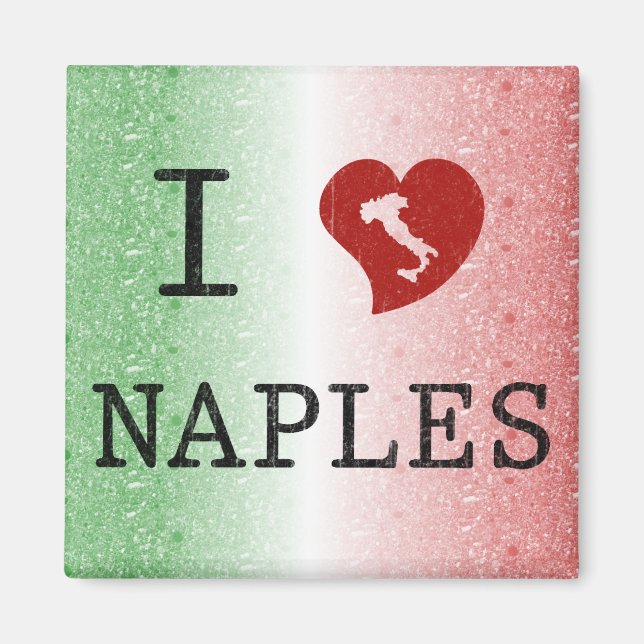 I Love Naples Vintage Italian Magnet (Front)