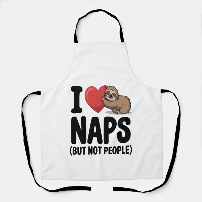 I Love Naps Cute Sloth Heart Apron (Front)