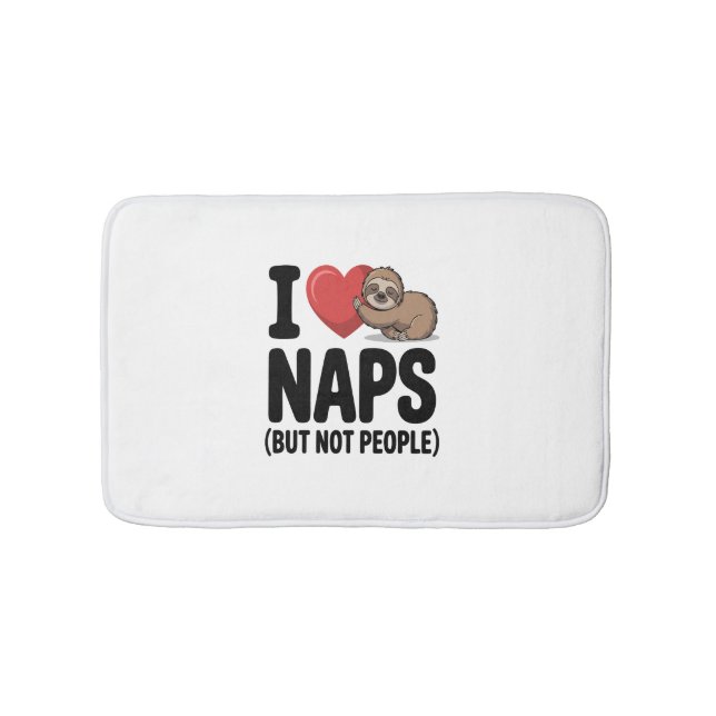 I Love Naps Cute Sloth Heart Bath Mat (Front)