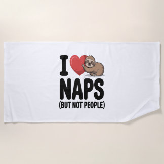 I Love Naps Cute Sloth Heart Beach Towel