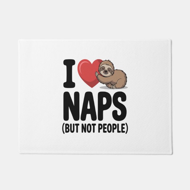 I Love Naps Cute Sloth Heart Doormat (Front)