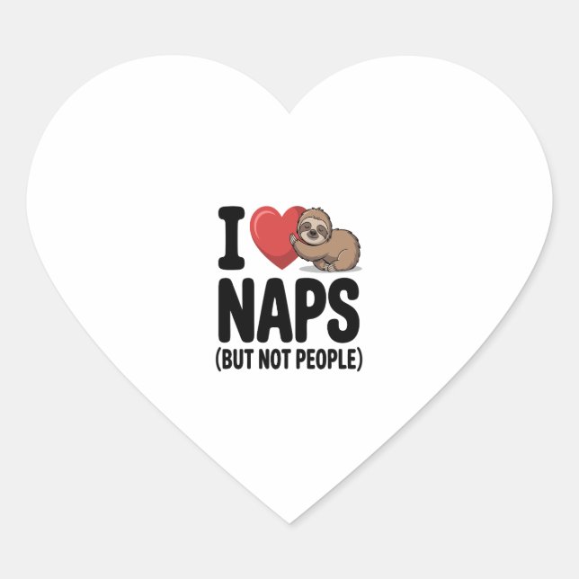 I Love Naps Cute Sloth Heart Heart Sticker (Front)