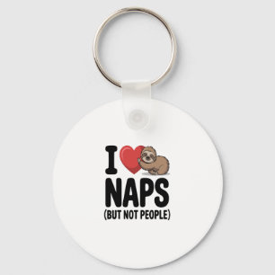 I Love Naps Cute Sloth Heart Key Ring