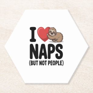 I Love Naps Cute Sloth Heart Paper Coaster