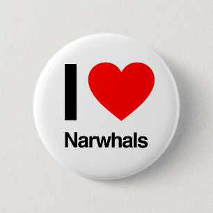 i love narwhals 6 cm round badge