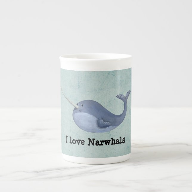 I love Narwhals Bone China Mug (Front)