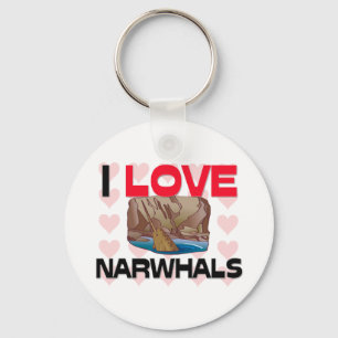 I Love Narwhals Key Ring