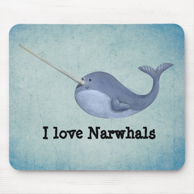 I love Narwhals Mouse Mat (Front)