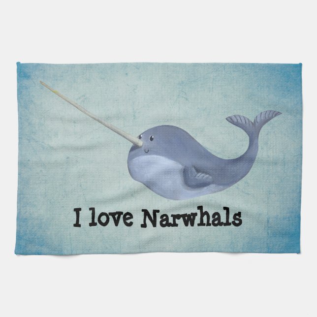 I love Narwhals Tea Towel (Horizontal)