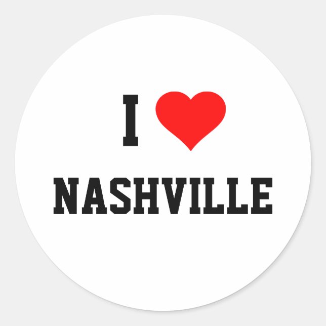 I Love Nashville Classic Round Sticker (Front)