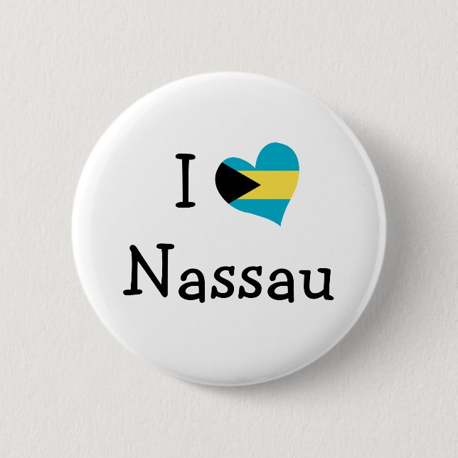 I Love Nassau 6 Cm Round Badge (Front)