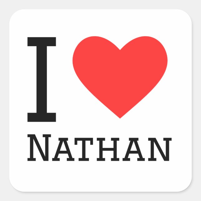 I love Nathan  Square Sticker (Front)