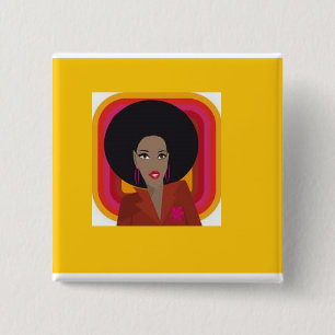 I love natural diva style 15 cm square badge
