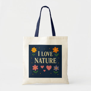 "I Love Nature" Floral Eco Tote Bag ---