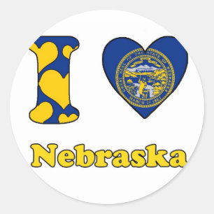 I love Nebraska Classic Round Sticker
