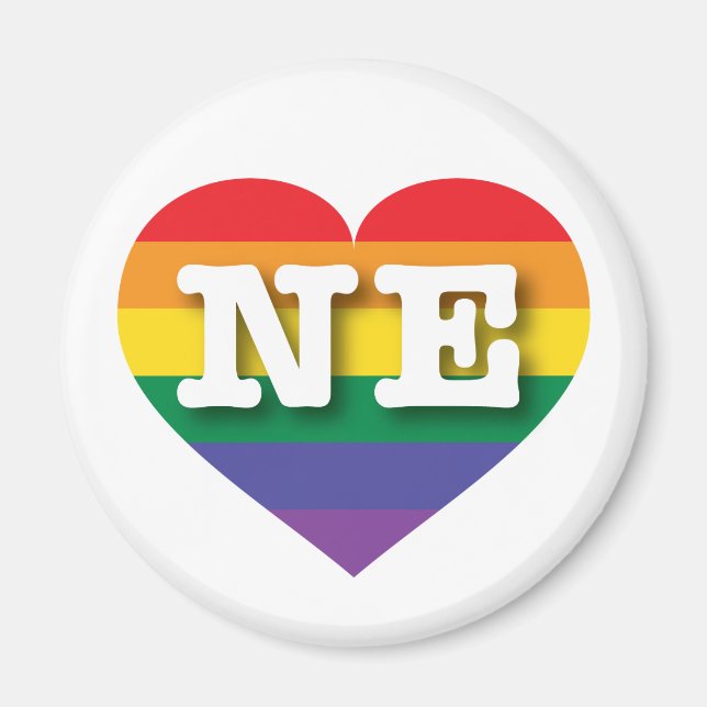 I love Nebraska Gay Pride Rainbow Heart  Magnet (Front)