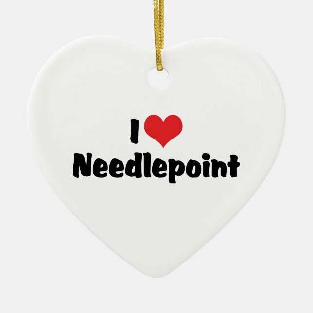 I Love Needlepoint Ceramic Tree Decoration (Front)