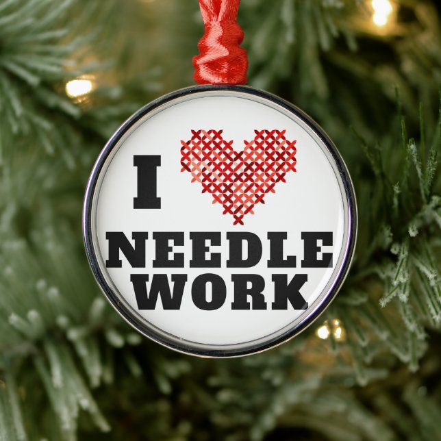 I Love Needlework Cross Stitch Metal Tree Decoration (Tree)