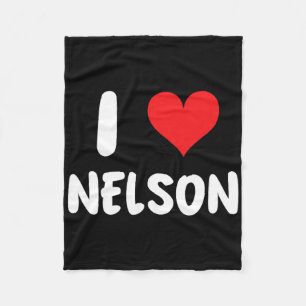 I Love Nelson - Heart - Name Fleece Blanket