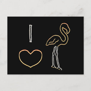 I Love Neon Flamingos Postcard