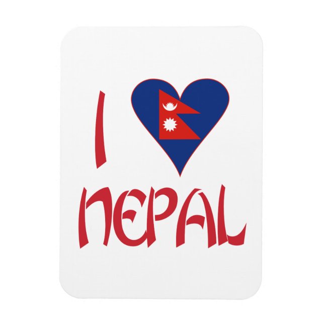 I Love (Nepalese Heart Flag) Nepal Magnet (Vertical)