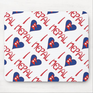 I Love (Nepalese Heart Flag) Nepal Tiled Mouse Mat