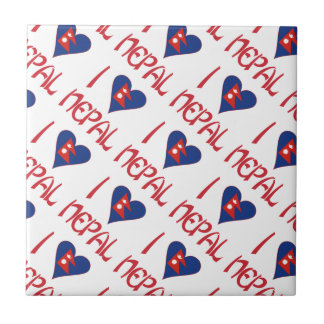 I Love (Nepalese Heart Flag) Nepal Tiled Tile