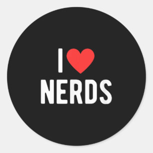 I Love Nerds Funny Geeky Graphic Heart Nerd  Classic Round Sticker